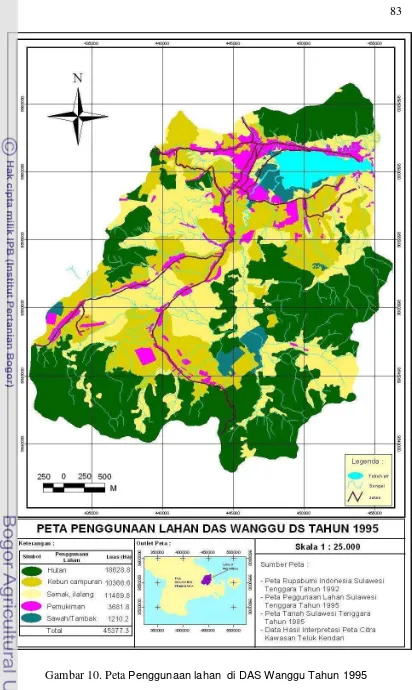 Gambar 10. Peta Penggunaan lahan  di DAS Wanggu Tahun 1995 