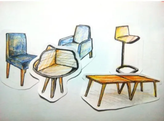 Gambar 7. Sketsa-sketsa ide (furnitur) 