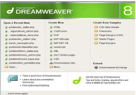 Gambar 2.2 Macromedia Dreamweaver 8 