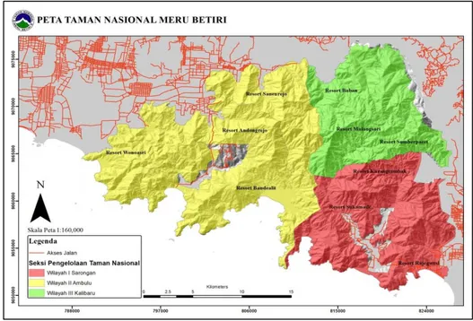 Gambar 2. Peta Lokasi Kawasan Taman Nasional Meru Betiri  Sumber : Balai Taman Nasional Meru Betiri 