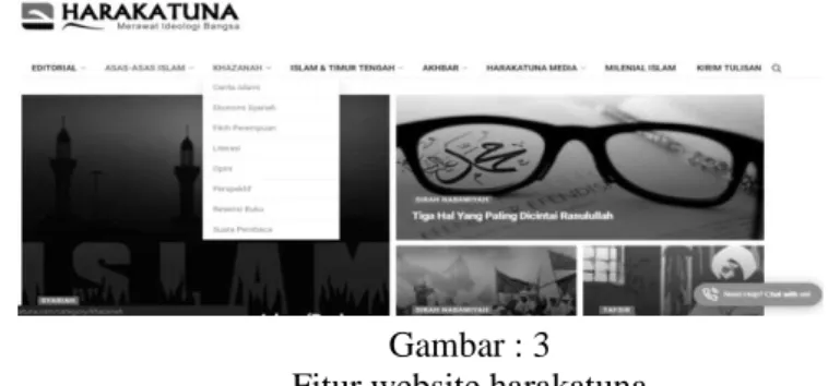 Gambar : 3  Fitur website harakatuna 