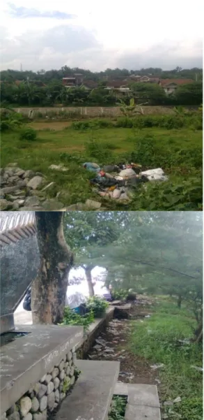 Gambar 9. Masyarakat membuang  sampah sembarangan, di titik-titik  tertentu sepanjang pinggiran sungai