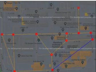 Gambar 18. Rute Perjalanan yang ditampilkan oleh  Google Maps 