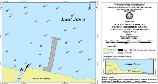 Gambar 1. Lokasi Pengambilan Contoh Sedimen Dasar di Pelabuhan Tasikagung  Rembang 