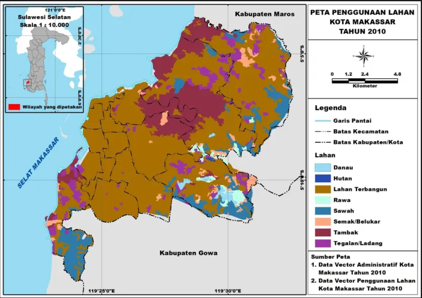 Gambar 4. Peta perubahan penggunaan lahan/tutupan lahan Kota Makassar Tahun 2010 