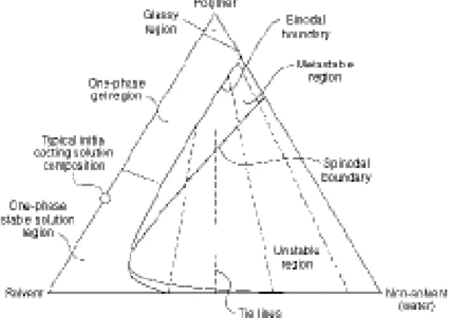 Gambar 1. Skema dari diagram fase tiga komponen yang