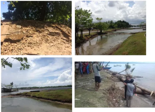 Gambar 2. Identifikasi areal yang mengalami abrasi di sekitar Benteng Sanrobone dan estimasi kegiatan rehabilitasi melalui penanaman mangrove