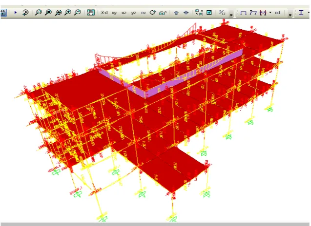 Gambar Desain dengan Program SAP 2000 3 dimensi 
