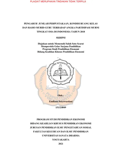 PENGARUH JUMLAH PERPUSTAKAAN, KONDISI RUANG KELAS DAN RASIO MURID-GURU ...