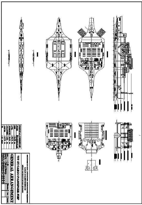 Gambar 4. 1 General Arrangement Trimaran Cargo Passenger Ship 