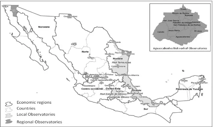 Figure 2  Mexico’s national network of local urban observatories 