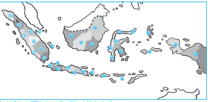 Gambar 4.2 Pembagian wilayah Indonesia menjadi provinsi-provinsi. Tahukah kamu sukubangsa apa saja yang berasal dari tiap-tiap provinsi yang ada di Indonesia itu?