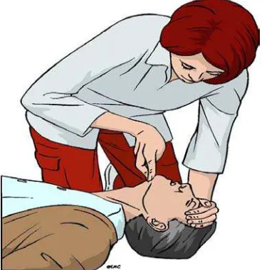 Gambar 2.1. Head-tilt, chin-lift maneuver (sumber : European Resusciation Council Guidelines for Resuscitation 2010)