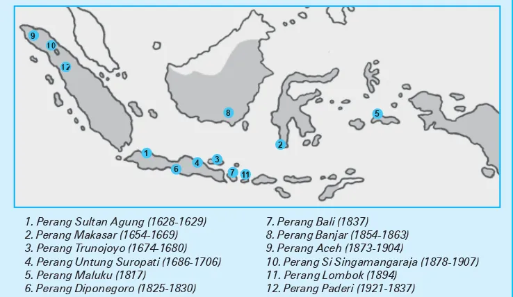 Gambar 6.6 Peta perlawanan-perlawanan Bangsa Indonesia menentang