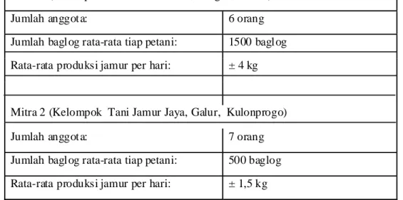 Tabel 2. Kondisi Mitra saat ini