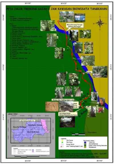 Gambar 7. Peta Potensi Wisata pada Jalur Wisata Gajah 2 Jam Kawasan Ekowisata Tangkahan  