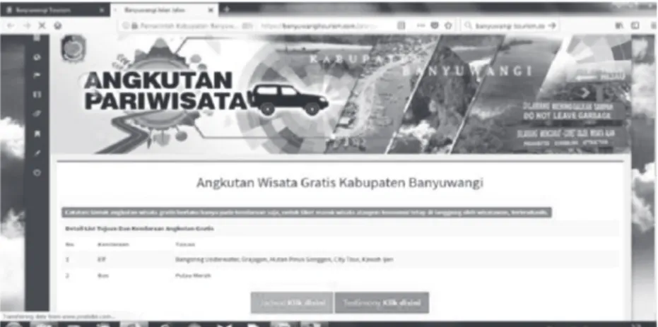 Gambar 8. Web angkutan wisata gratis Kab. Banyuwangi  (sumber : https://banyuwangitourism.com)