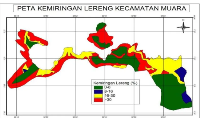 Gambar 2. Peta Kemiringan Lereng Kecamatan Muara  Jenis tanah 