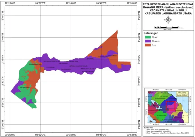 Gambar 5. Peta kesesuaian lahan potensial bawang merah   Berdasarkan hasil pencocokan data 