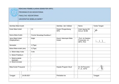 Identitas Mata Kuliah Identitas Dan Validasi Nama Tanda Tangan. Tanggal ...