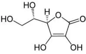 Gambar 3. Struktur molekul Vitamin C atau asam askorbat (2-oxo-L-threo-