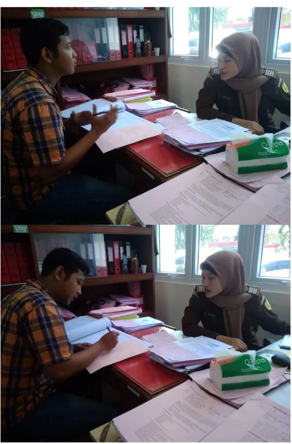 Foto Bukti Pengambilan Data Penelitian dengan Ibu Retno, S.H. Sekretaris Seksi  Pidana Umum di Kejaksaan Negeri Kota Semarang 