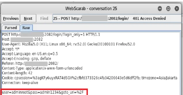 Gambar 7. Sniffing Menggunakan Tool Webscarab 