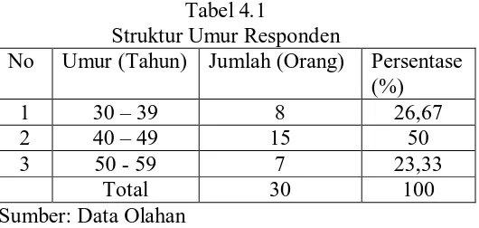 Tabel 4.1 Struktur Umur Responden 