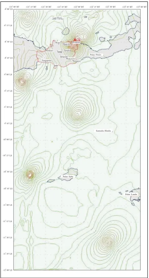 Gambar 2.  Peta percepatan batuan dasar kebolehjadian  (100 tahun). 