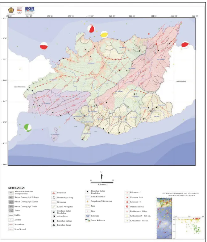 Gambar 4. Peta seismotektonik dan makrozonasi potensi bahaya gempabumi Kabupaten Ende