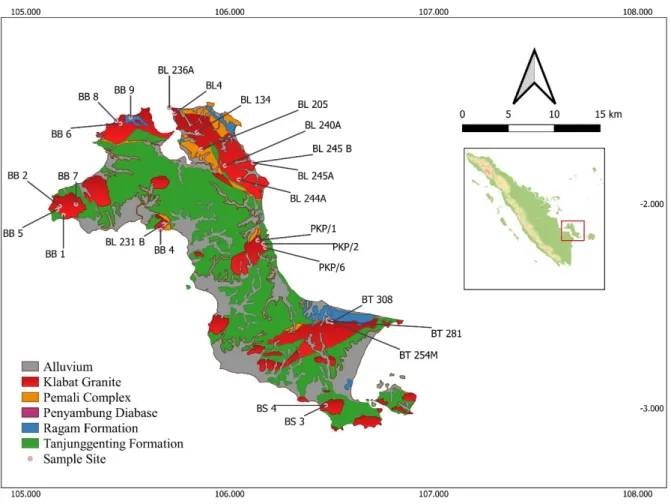 Fig. 1. The major granite body and sample data collection area 
