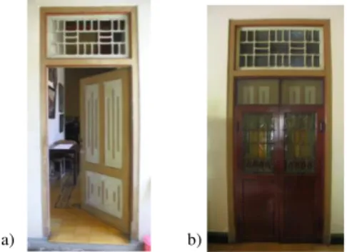 Gambar 20a) Pintu Jenis Pertama b) Pintu Jenis Kedua pada Rumah  Tinggal Keluarga Ko Kwat Ie 