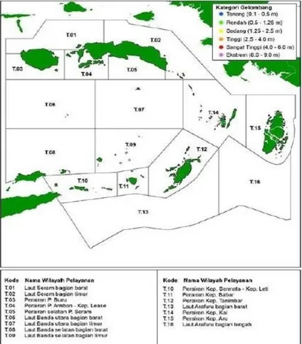 Gambar 2. 1 Peta wilayah perairan tanggung jawab BMKG Maritim Ambon