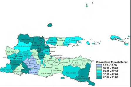 Gambar 4.5 Persebaran Persentase Rumah Sehat di Jawa Timur (X 4 ) 