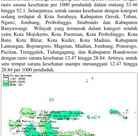 Gambar 4.5 Penyebaran Sarana Kesehatan per 1000 Penduduk di Jawa Timur