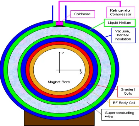 Gambar 2.2 Posisi magnet superkonduktif dalam pesawat MRI  