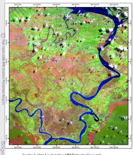 Gambar 5   Citra Landsat tahun 1998 Terkoreksi Geometrik.