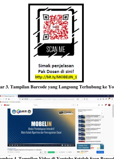 Gambar 3. Tampilan Barcode yang Langsung Terhubung ke Youtube 