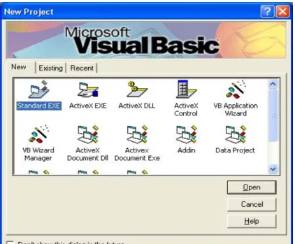 Gambar 2.3 Tampilan Awal Visual Basic 