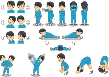 Gambar 5.11 Bentuk-bentuk aktivitas latihan peregangan statis untuk meningkatkan kelenturan