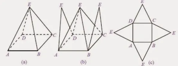 Gambar tersebut di atas merupakan proses pembentukan jaring-jaring limas segitiga.