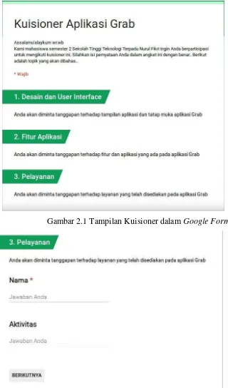 Gambar 2.1 Tampilan Kuisioner dalam Google Form 