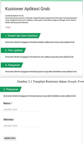 Gambar 2.1 Tampilan Kuisioner dalam Google Form 