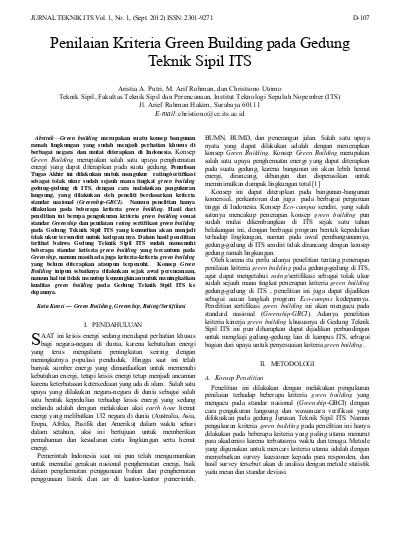 Penilaian Kriteria Green Building Pada Gedung Teknik Sipil ITS