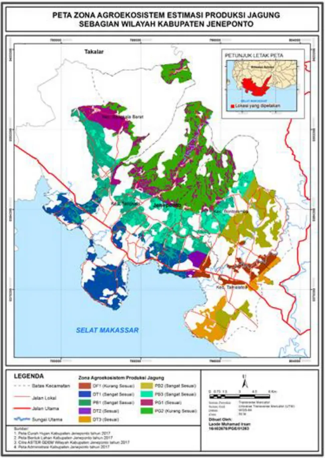 Gambar 4. Peta zona agroekosistem di Kabupaten Jeneponto 