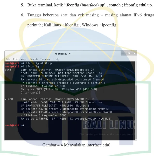 Gambar 4.4 Menyalakan interface eth0 