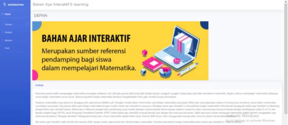 Gambar 1. Halaman Depan Bahan Ajar Interaktif 