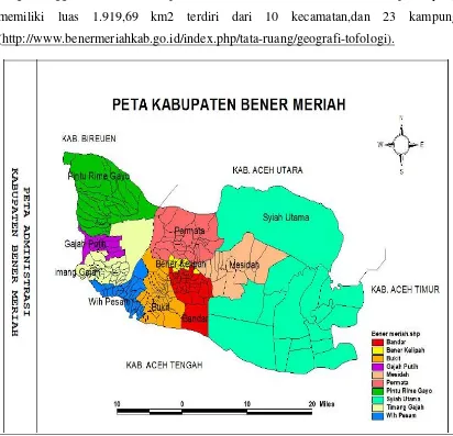 Gambar 2.2. Peta Kabupaten Bener Meriah Provinsi Nanggroe Aceh                   Darussalam  