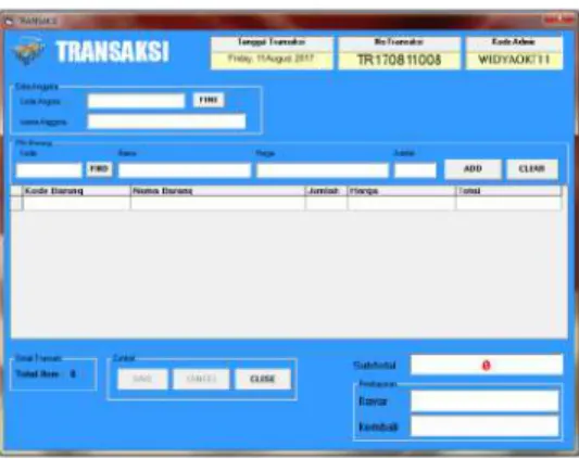 Gambar 14. Rancangan Form Transaksi