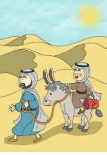 Gambar 1.10 : Seorang anak menaiki keledai.